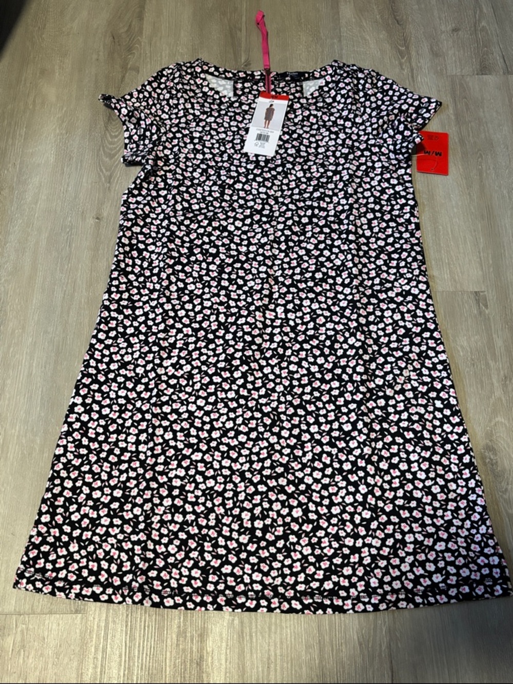 Hatley Black Dress with Pink and White Daisy Print